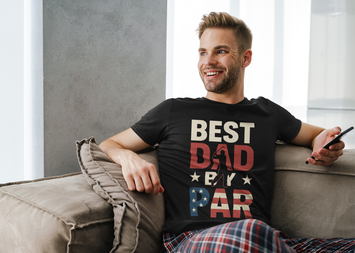 Stylized red white and blue dad shirt