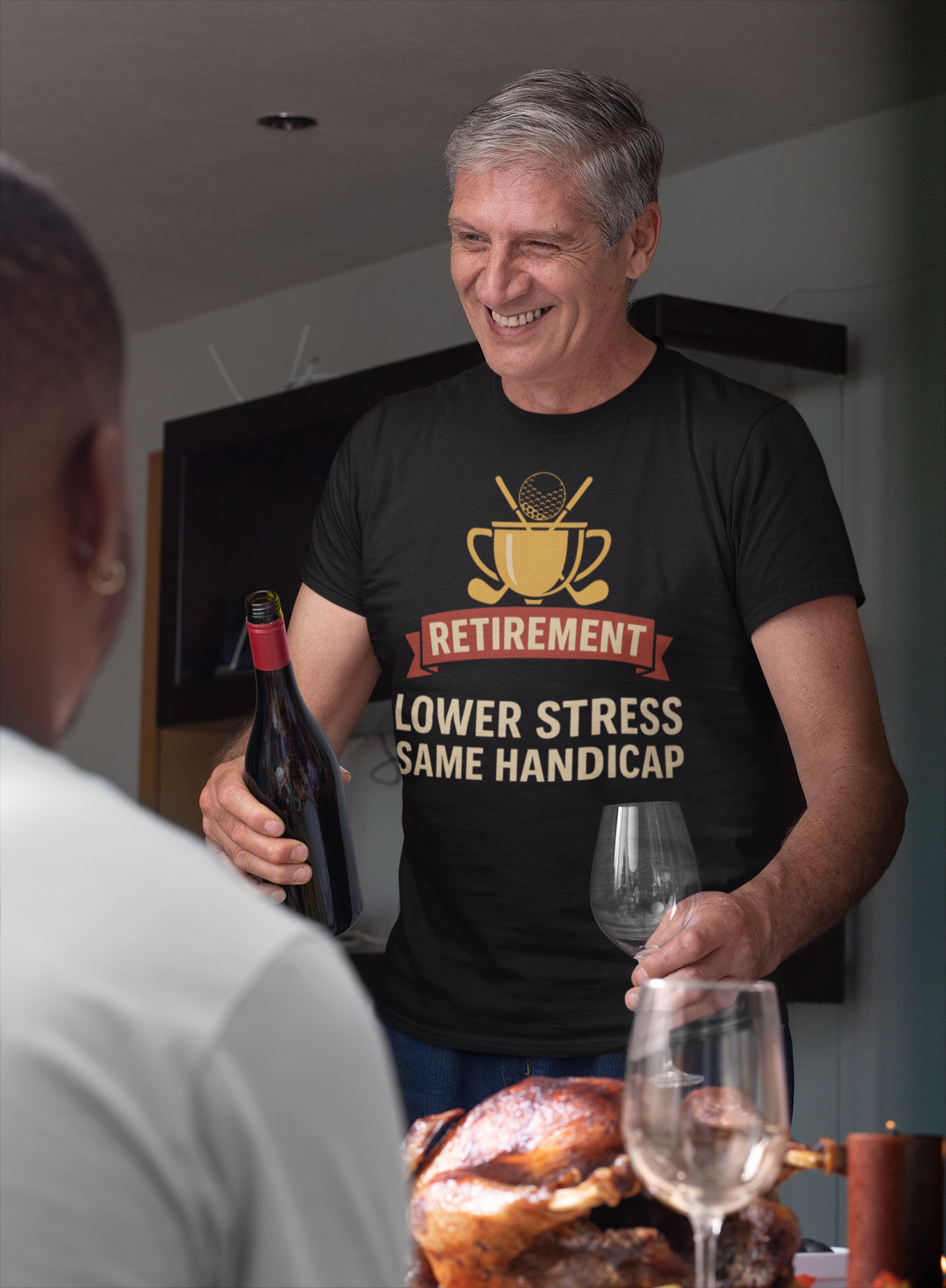 Trophy and crossed clubs illustration on apparel