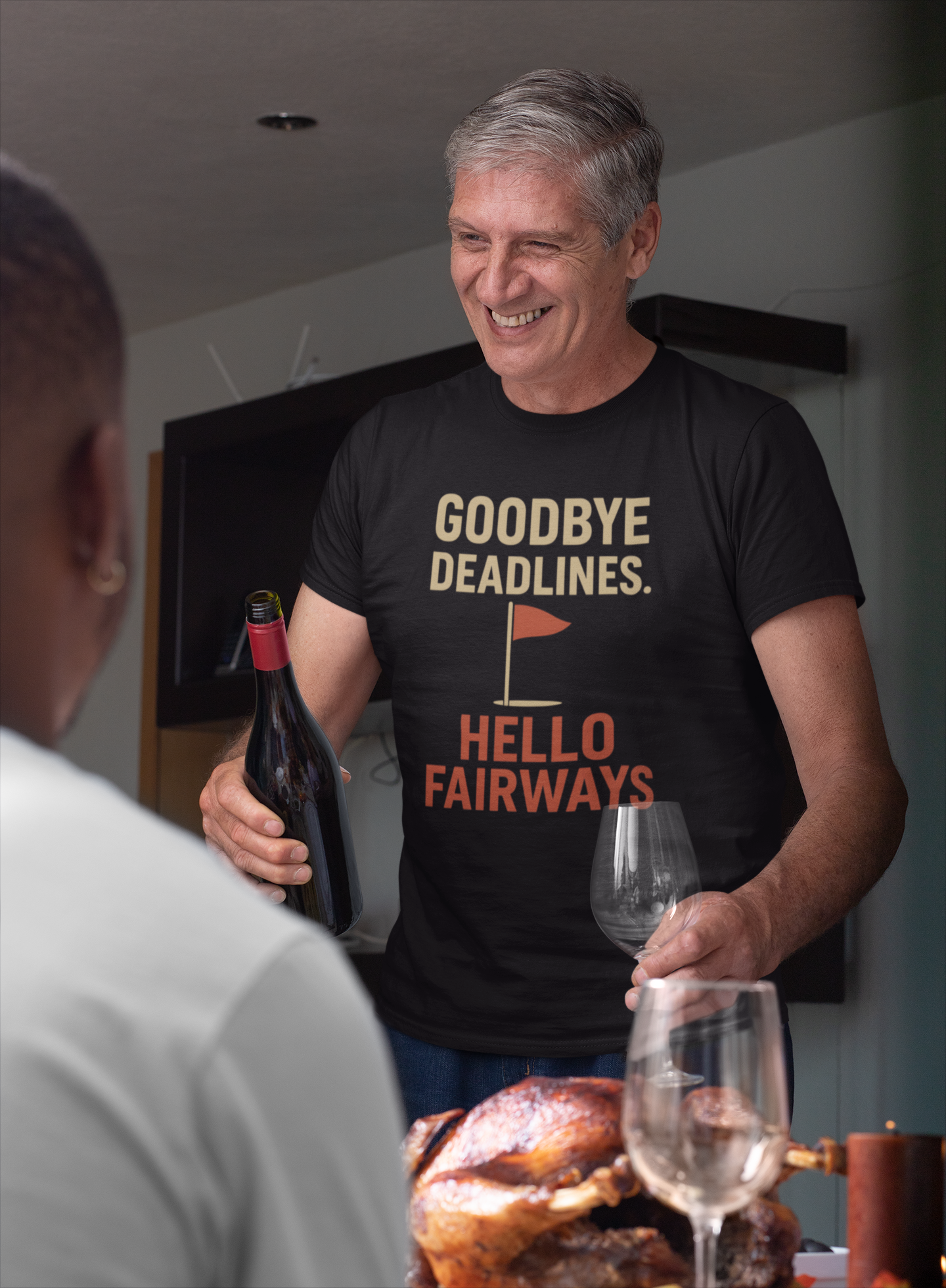 Bold golf flag icon on minimalist design tee