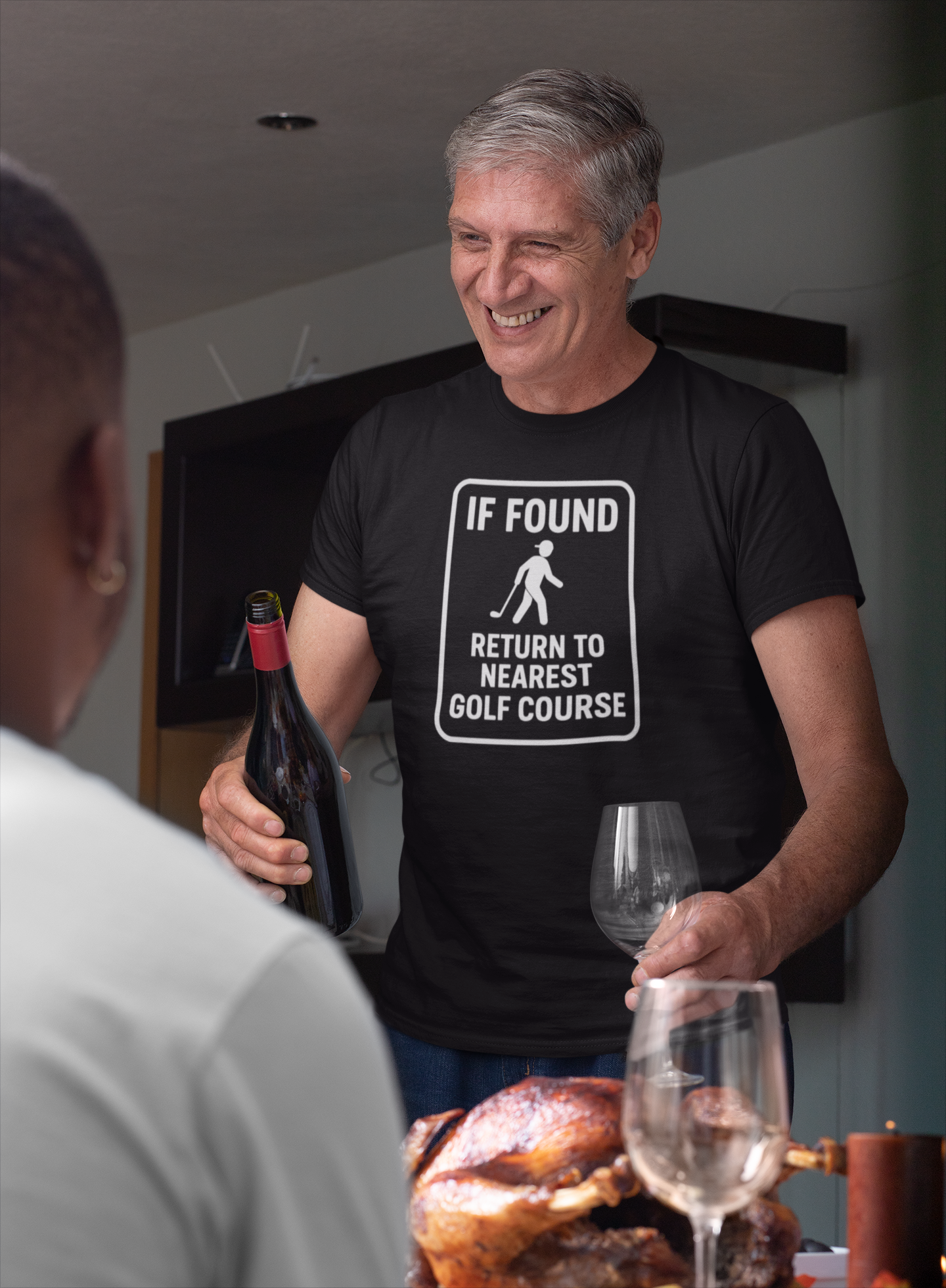 Funny sign-style golf-themed graphic tee