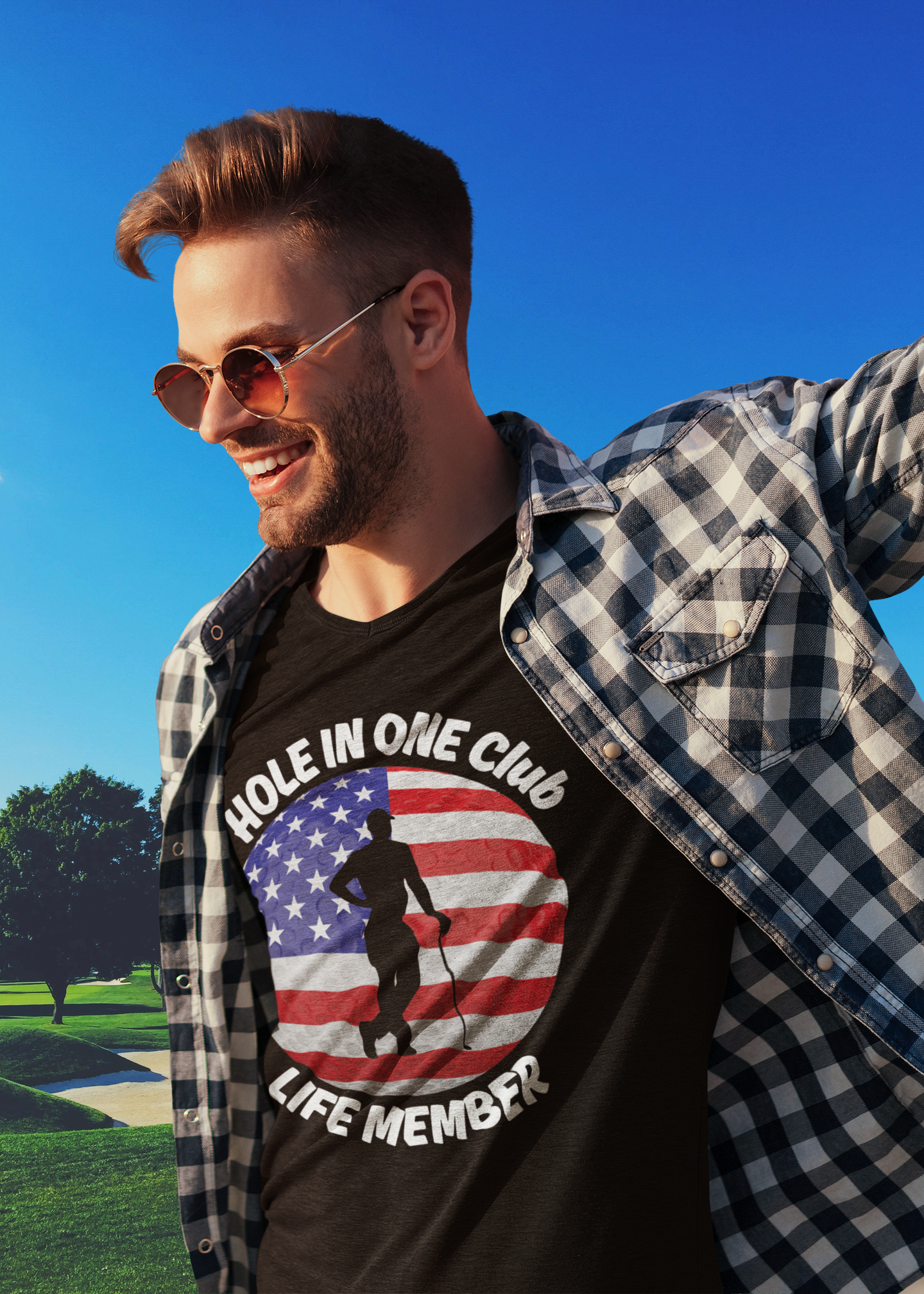 Close-up of hole in one life member graphic