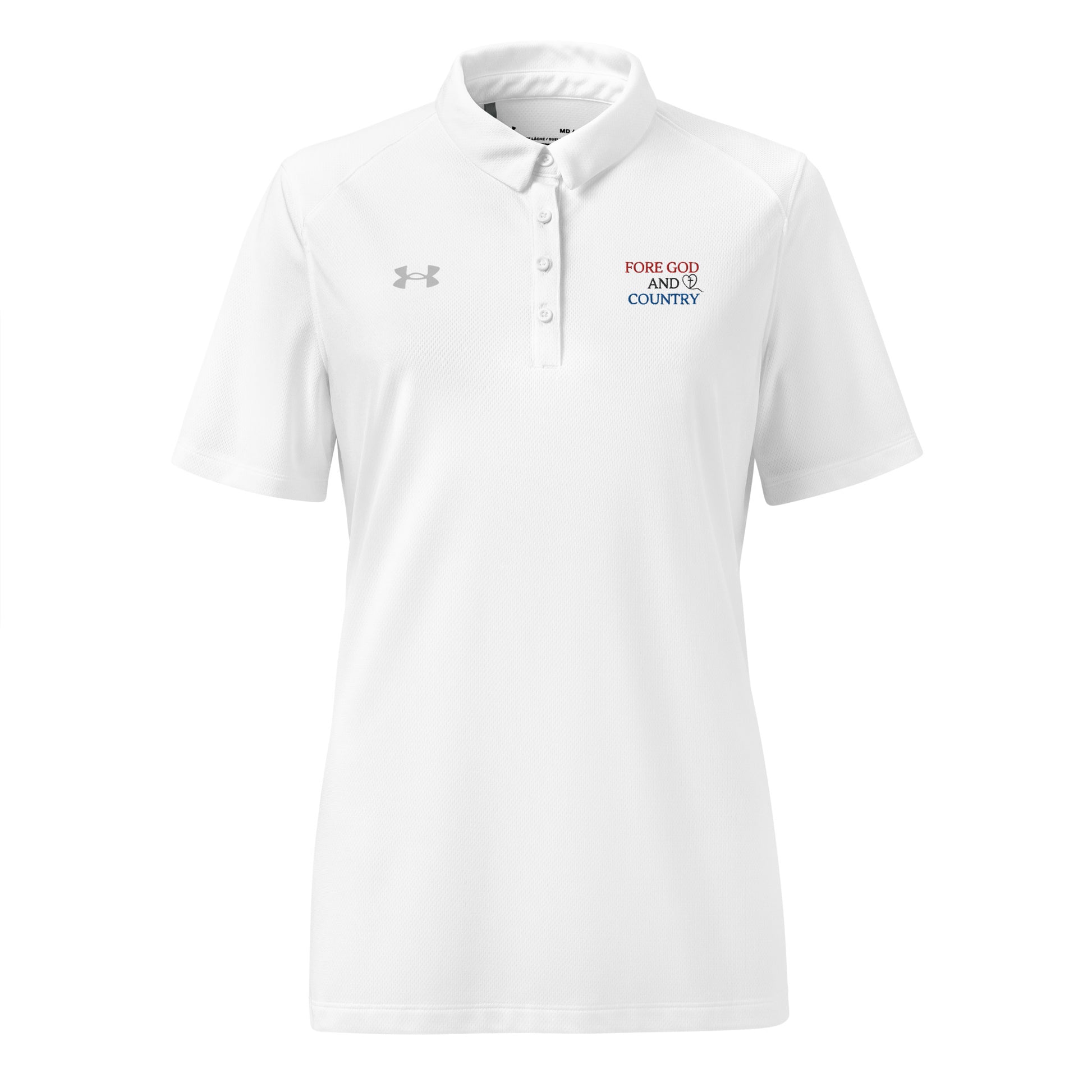 white relaxed fit polo shirt for women with spiritual golf design