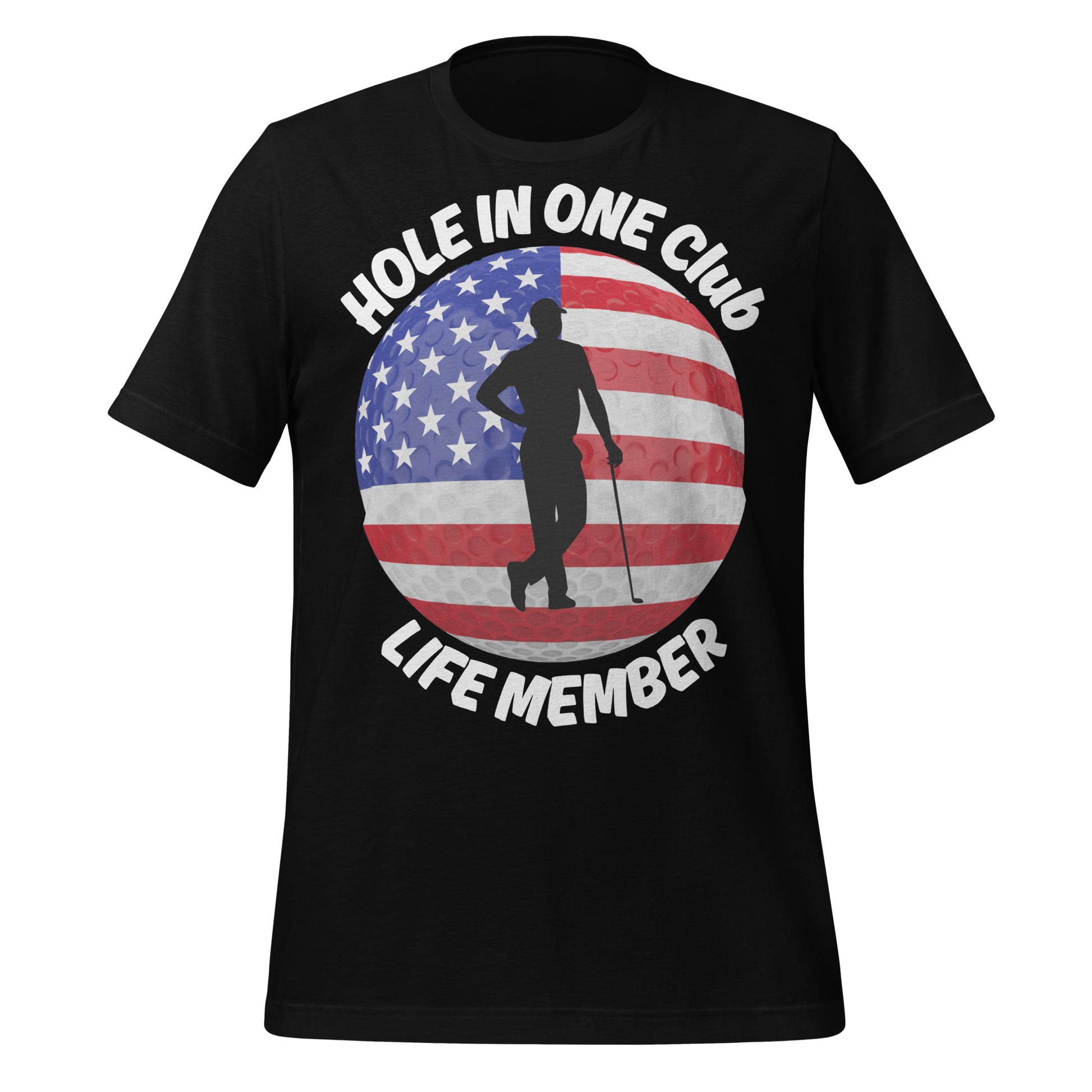 American flag golf ball with golfer silhouette graphic