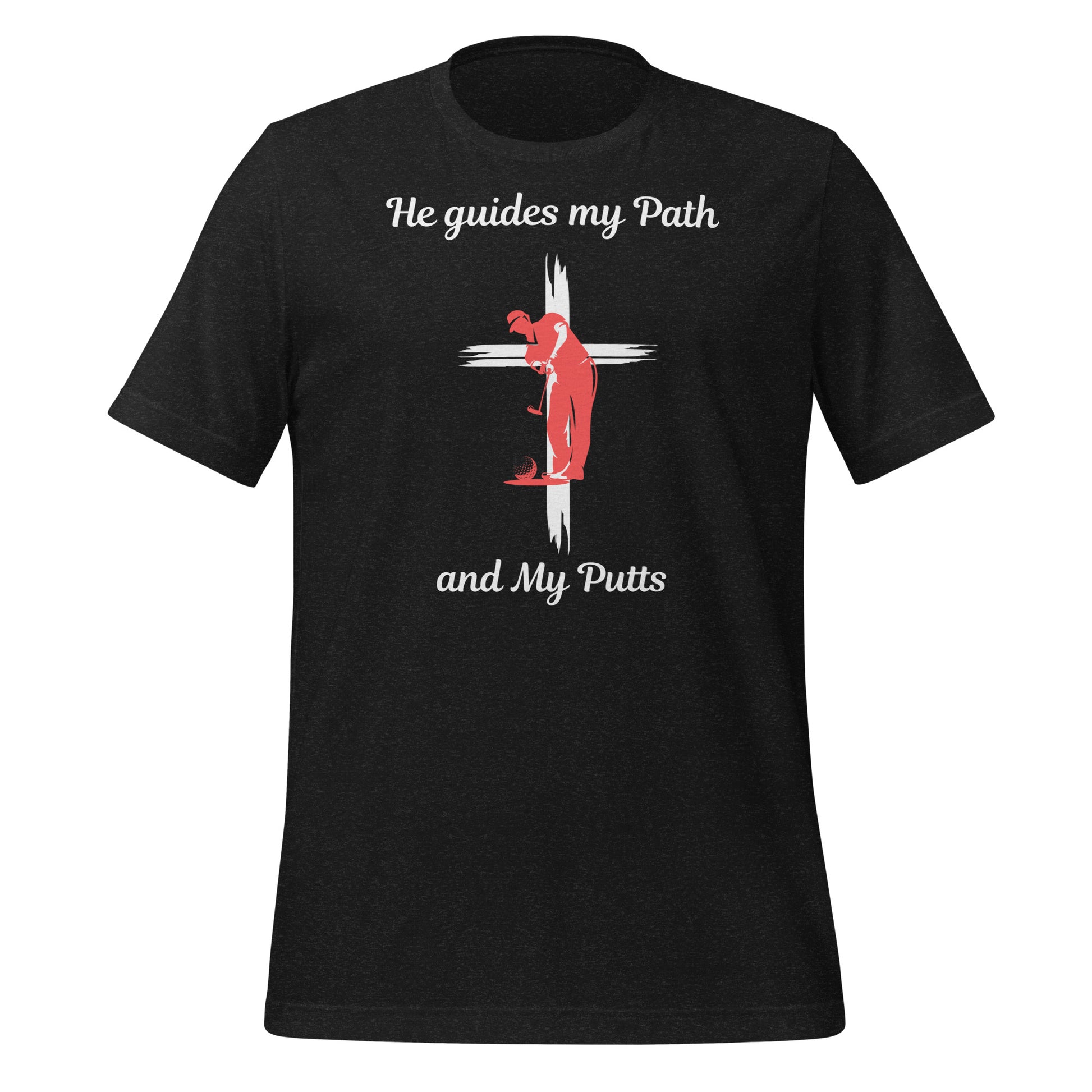 Minimalist graphic tee with red golfer