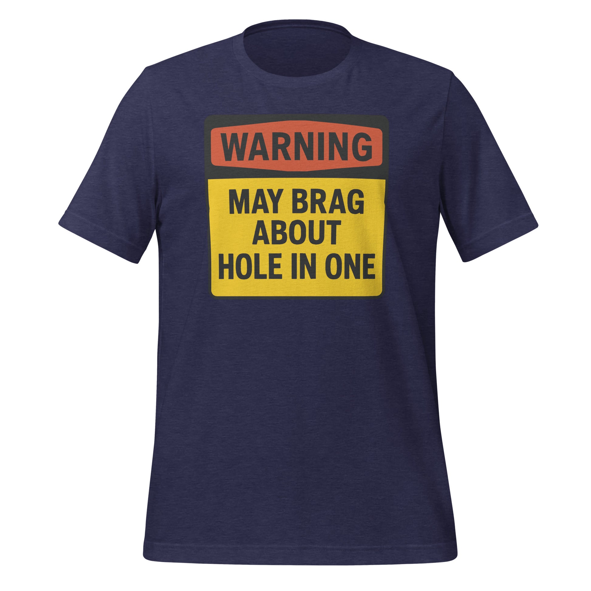 Crisp lettering on bright warning label T-shirt