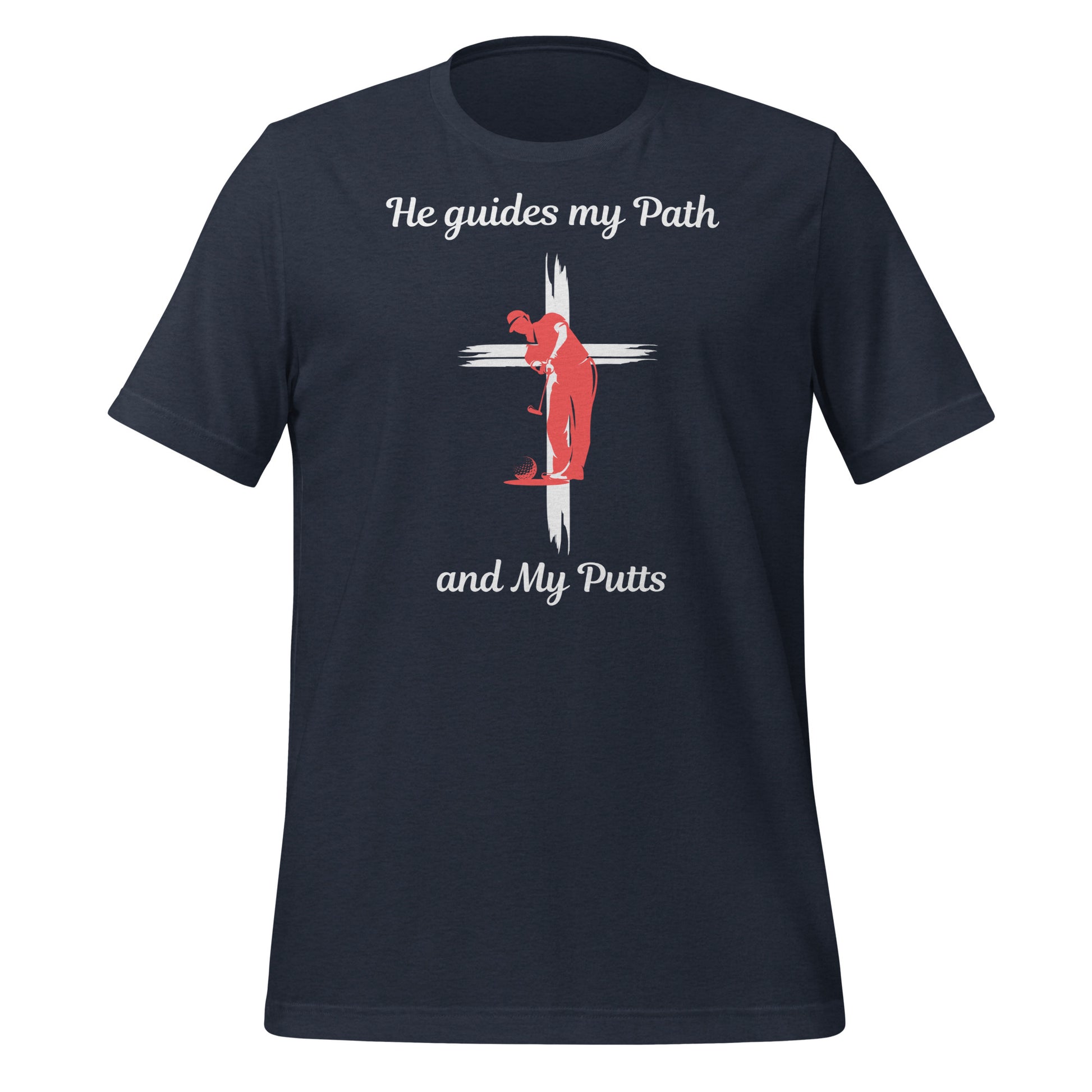 Spiritual golf quote with putting pose