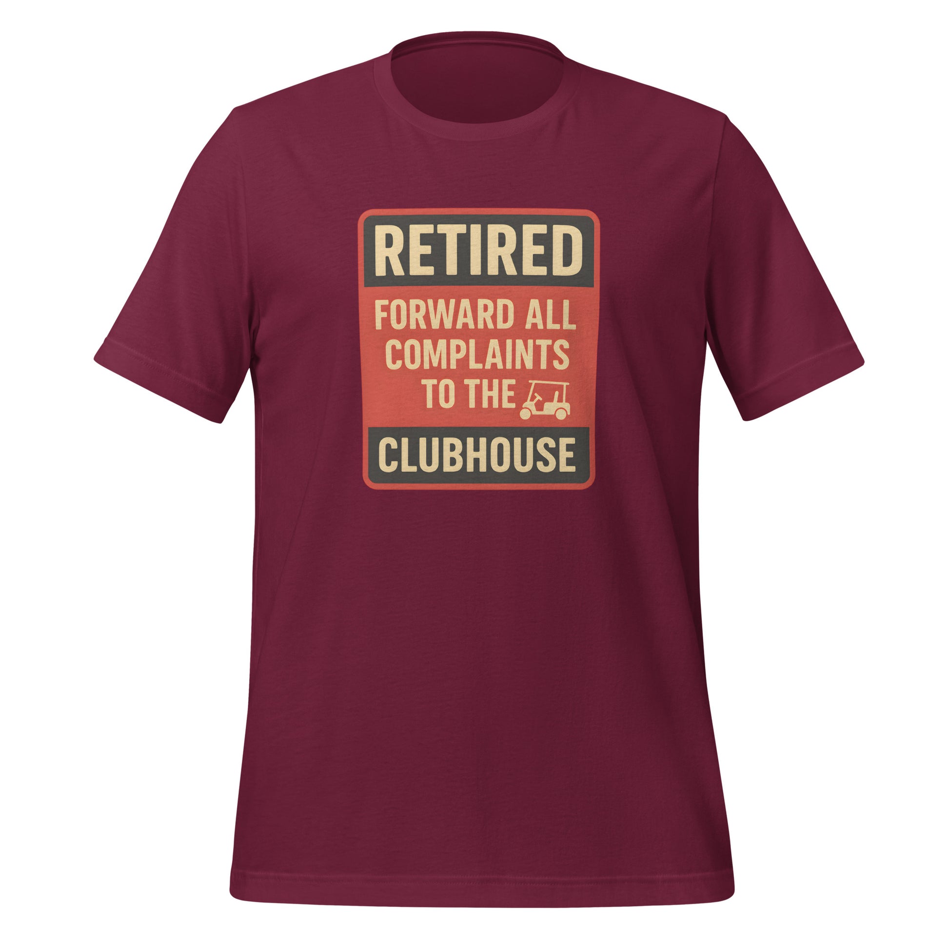 Funny retirement apparel featuring clubhouse text