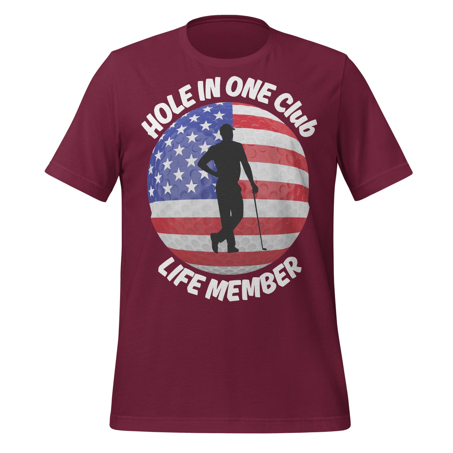 Graphic T-shirt for golfers with US flag elements