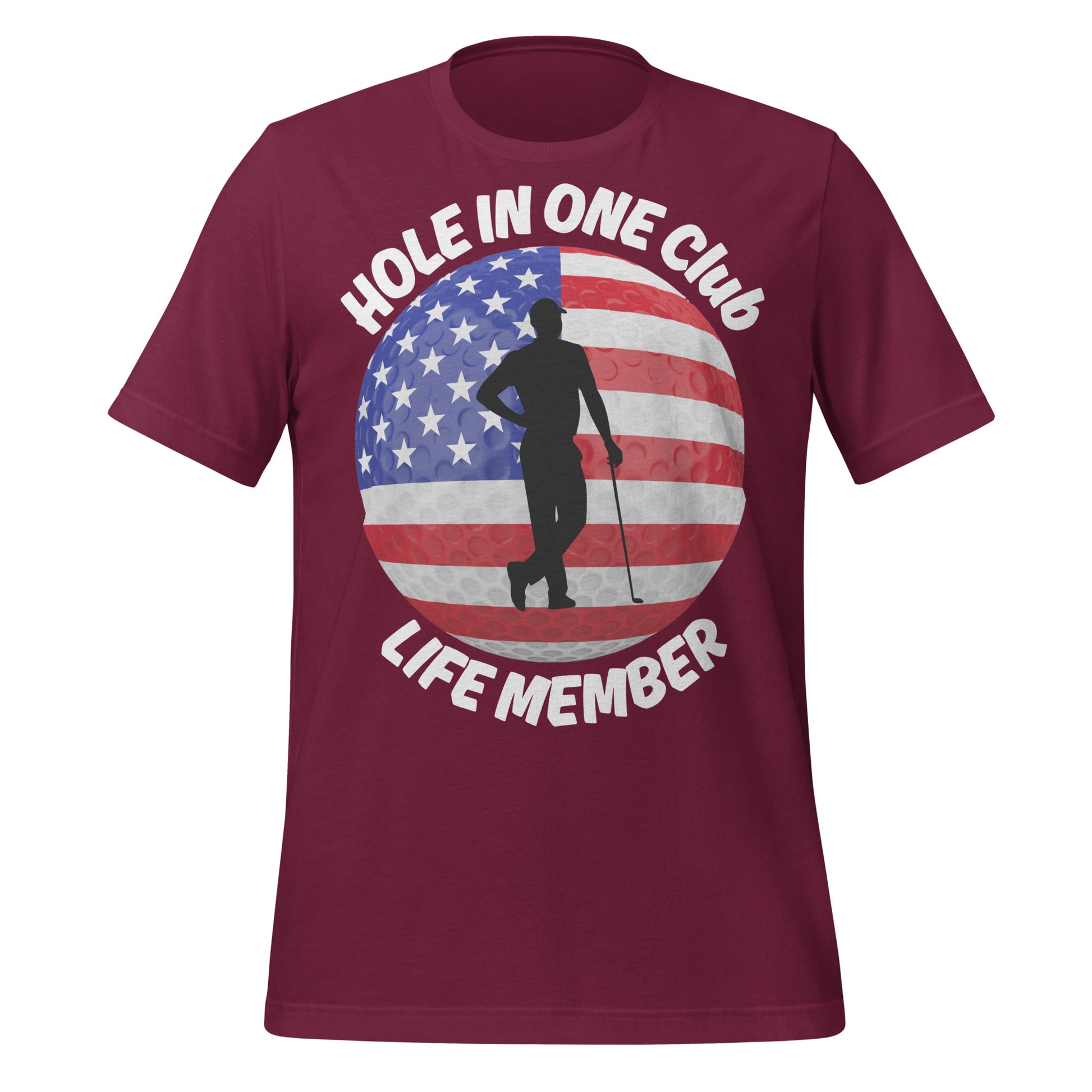 Graphic T-shirt for golfers with US flag elements