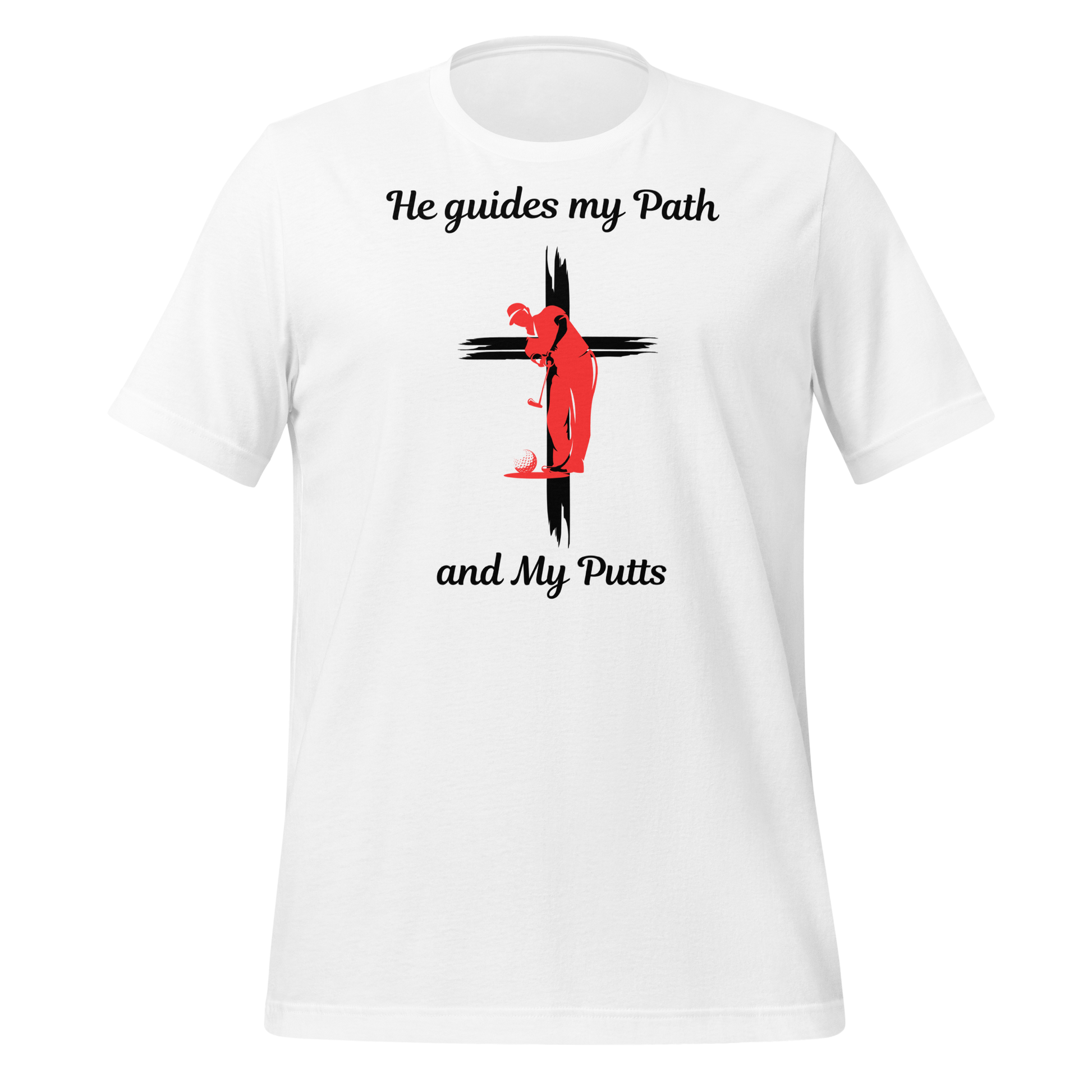 White shirt with religious golf artwork