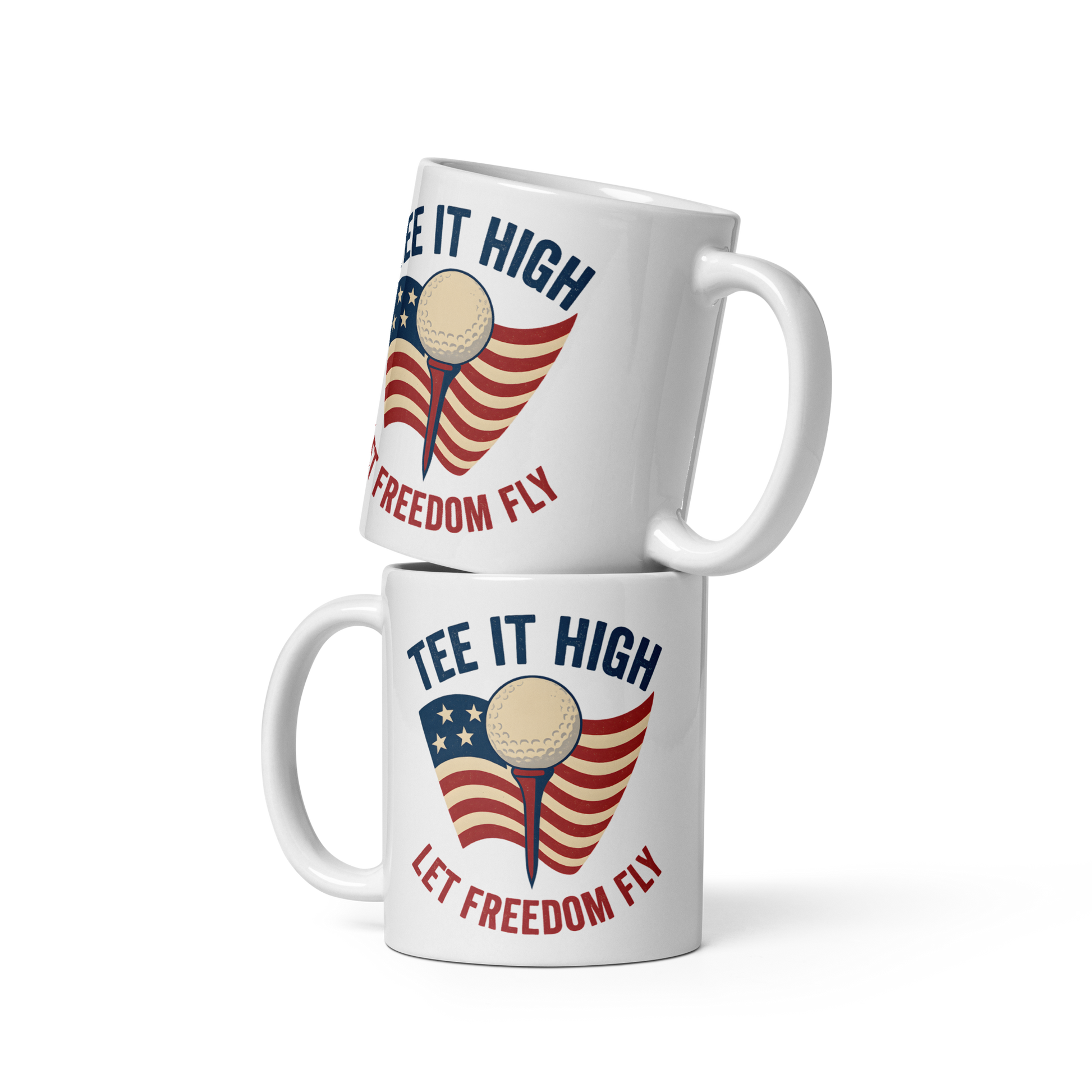 11oz golf-themed mug with  patriotic design