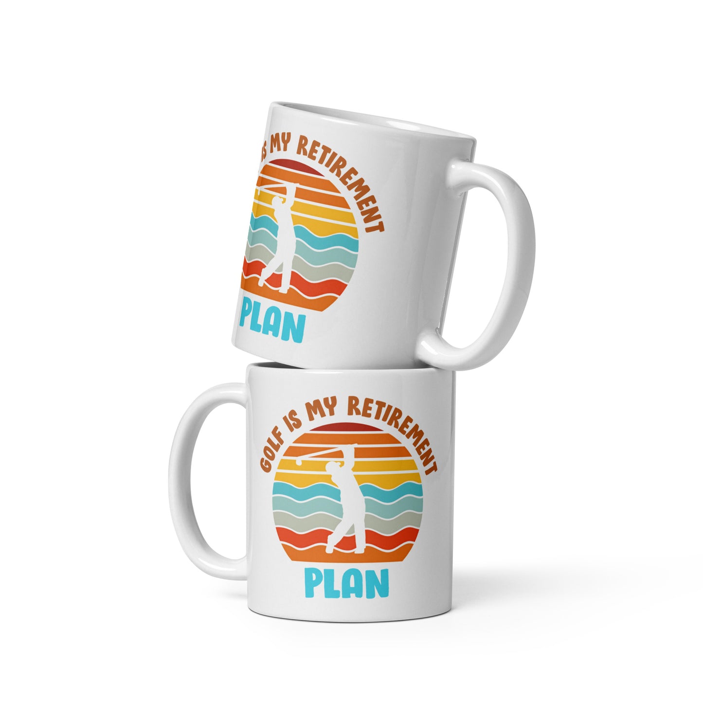 11oz mug featuring golf retirement design with vintage colors