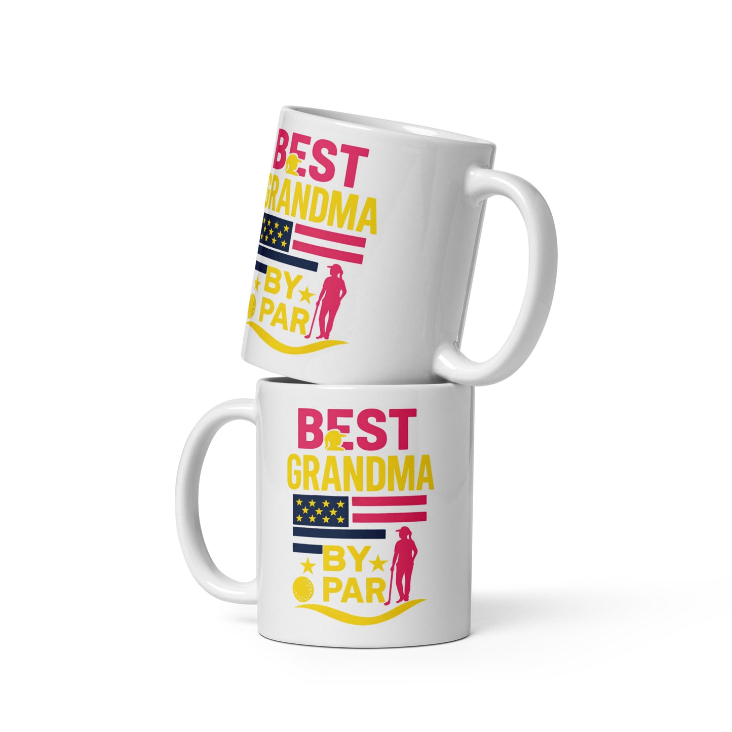 Best grandma by par 11oz white glossy ceramic mug funny golf gift grandma