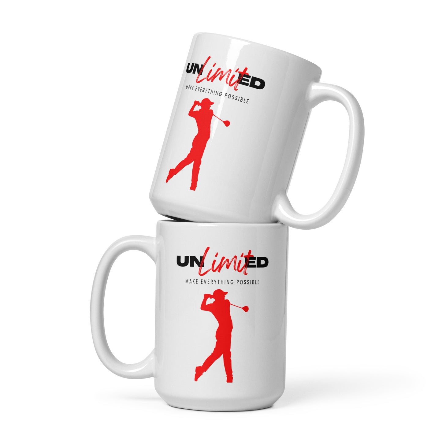 Motivational golf-themed coffee mug with powerful typography