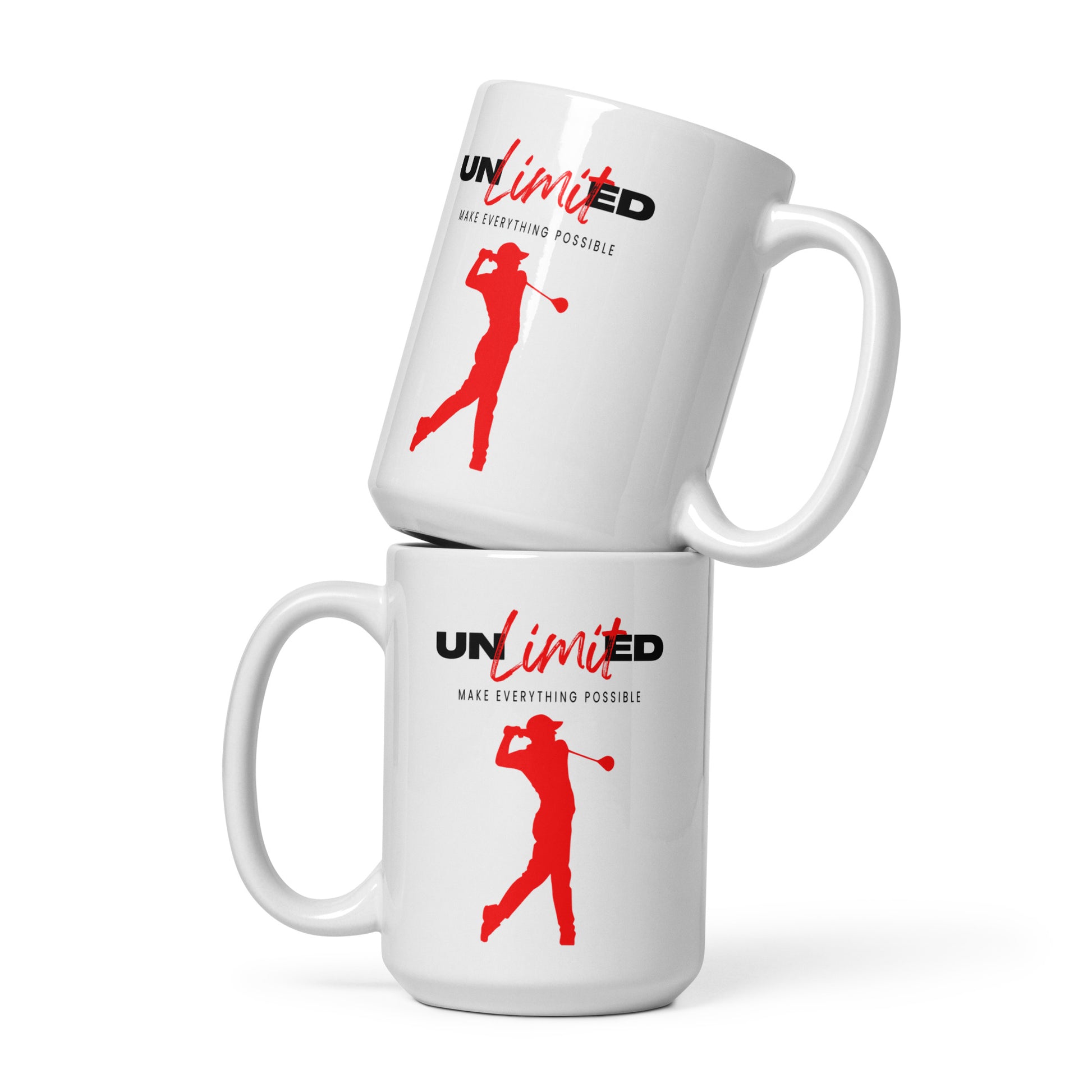 Motivational golf-themed coffee mug with powerful typography