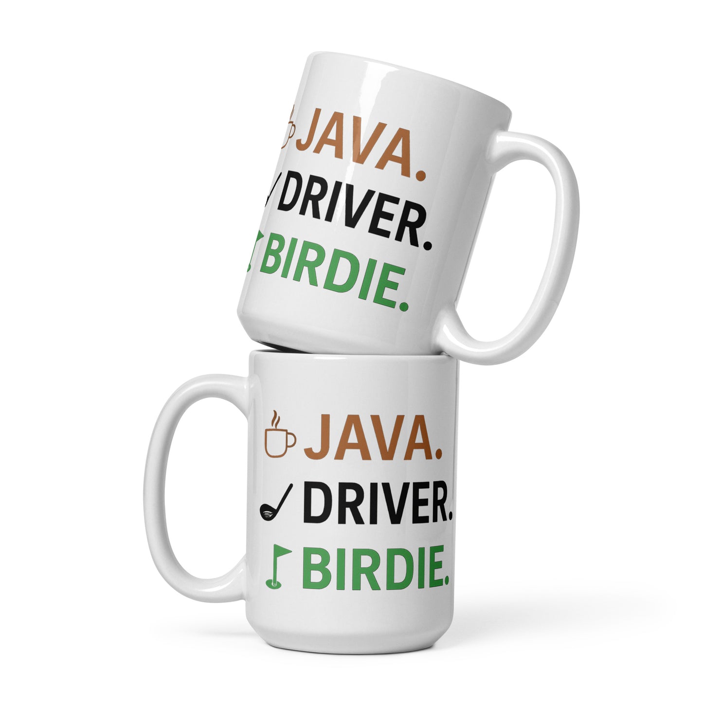15oz ceramic mug showing golf sequence icons in modern style