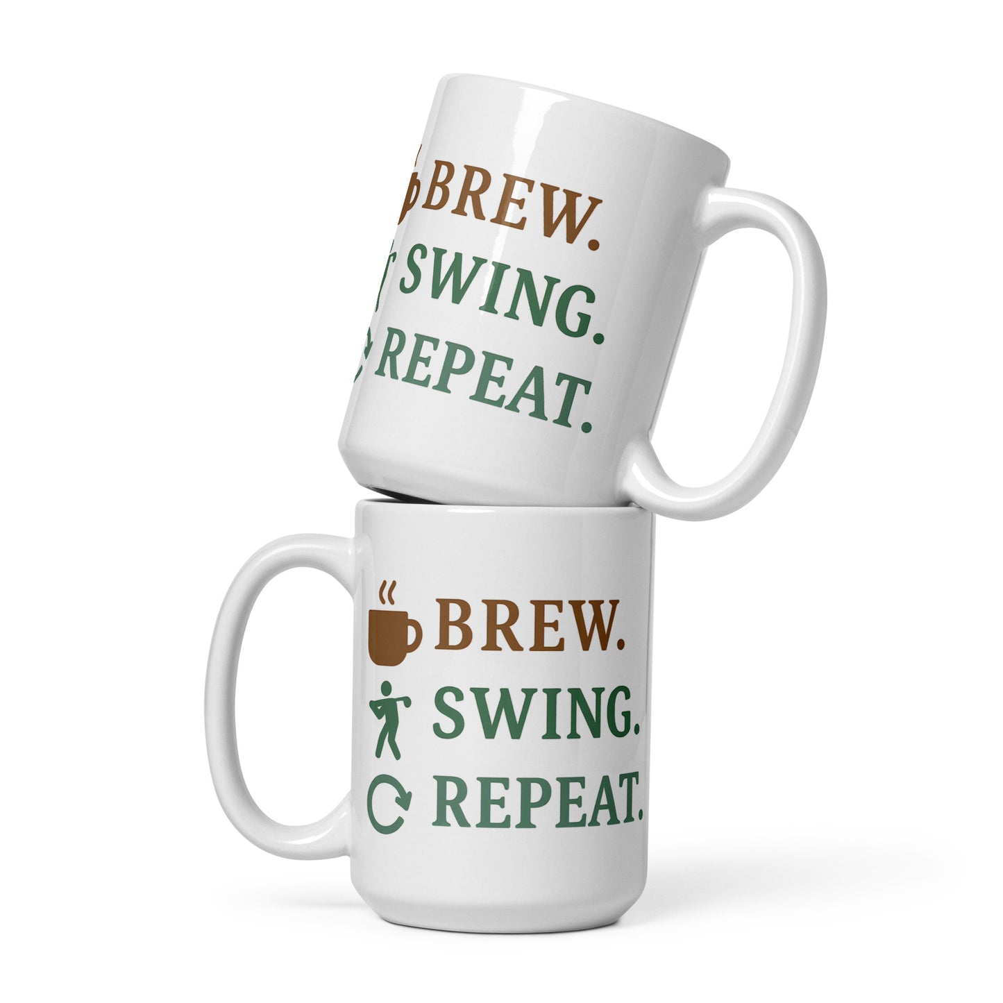 15oz ceramic mug with clean and bold golf lifestyle graphic