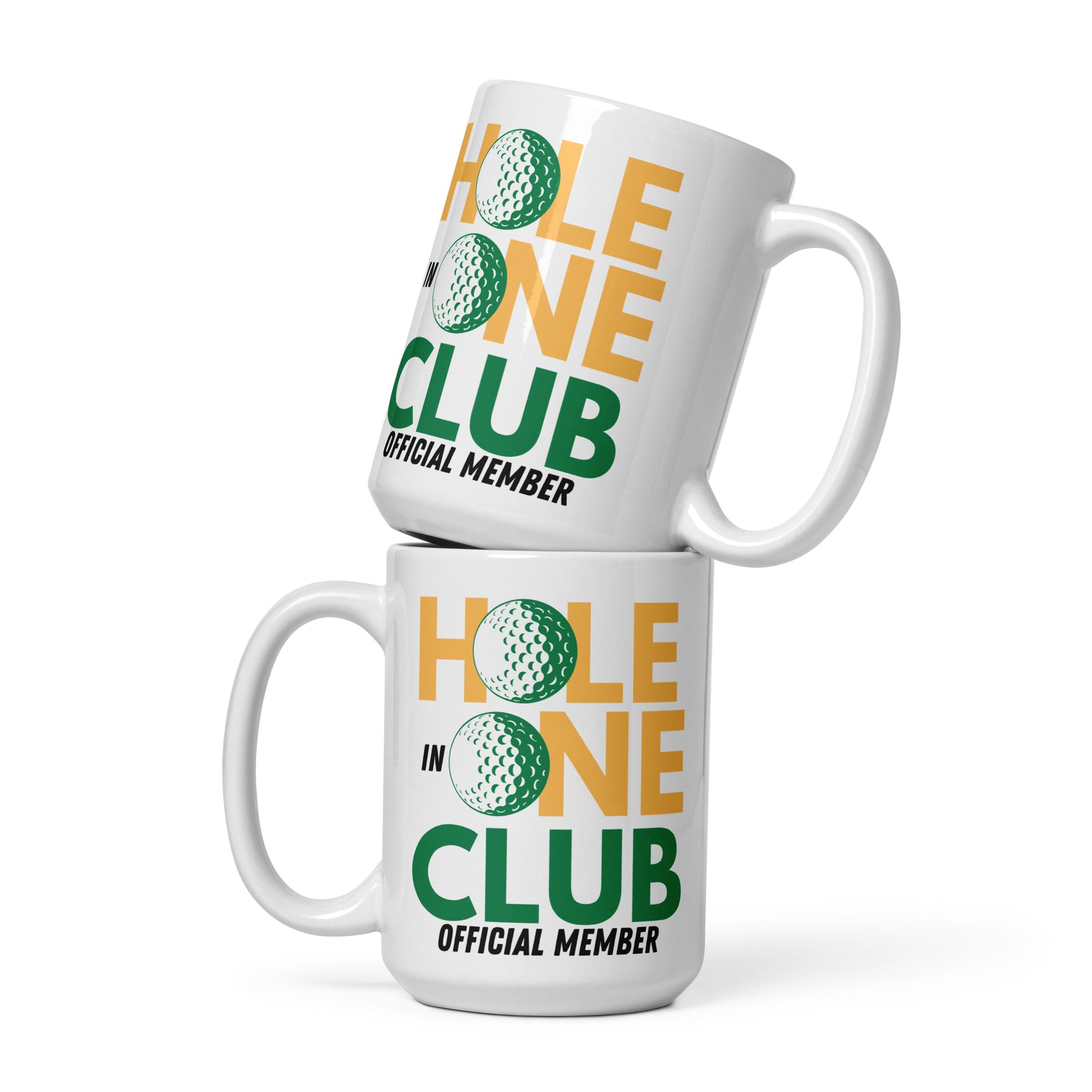 15oz mug with golf-themed typography 