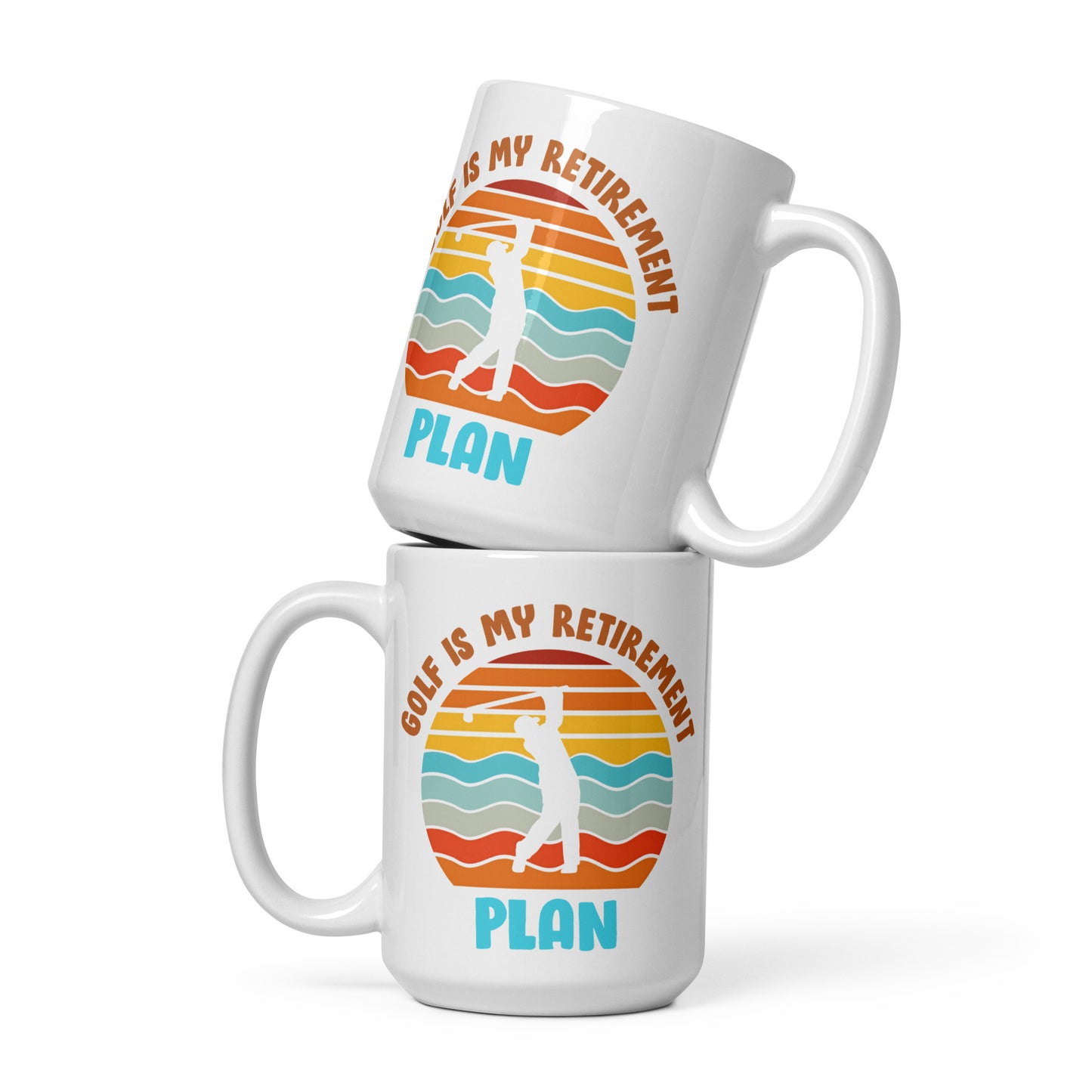 15oz mug with bold black print and humorous golfing theme