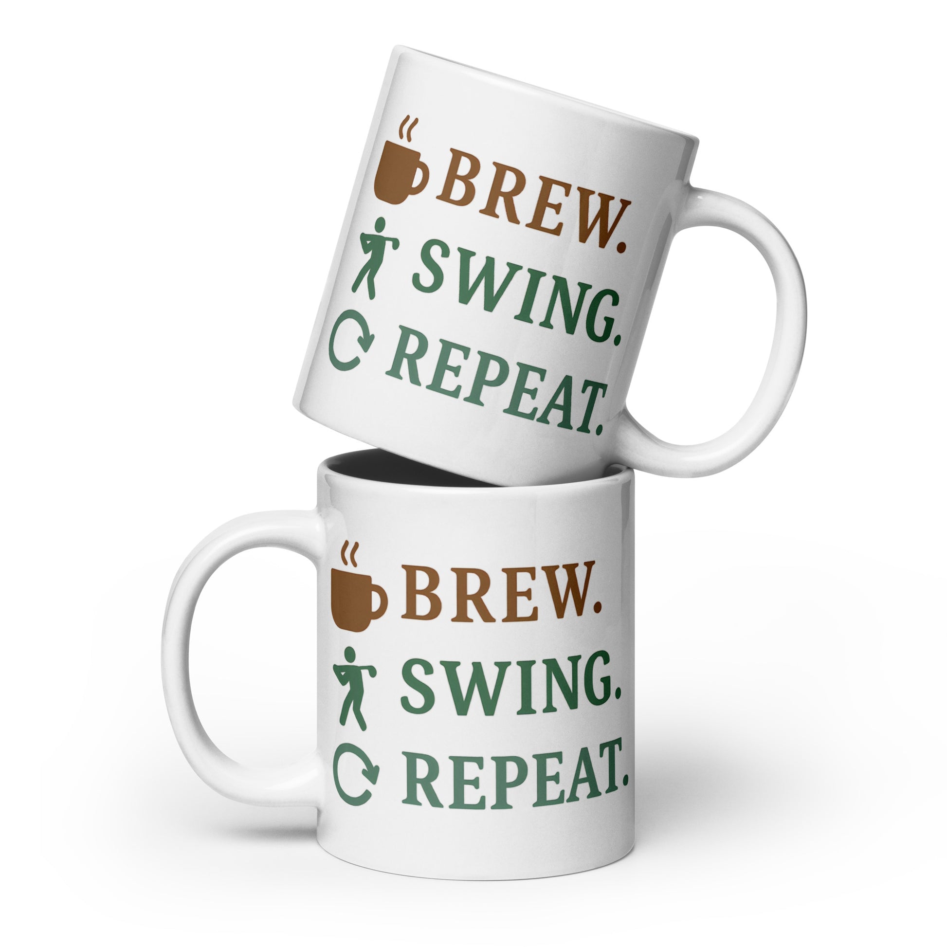 20oz oversized mug for golfers with repeat routine message