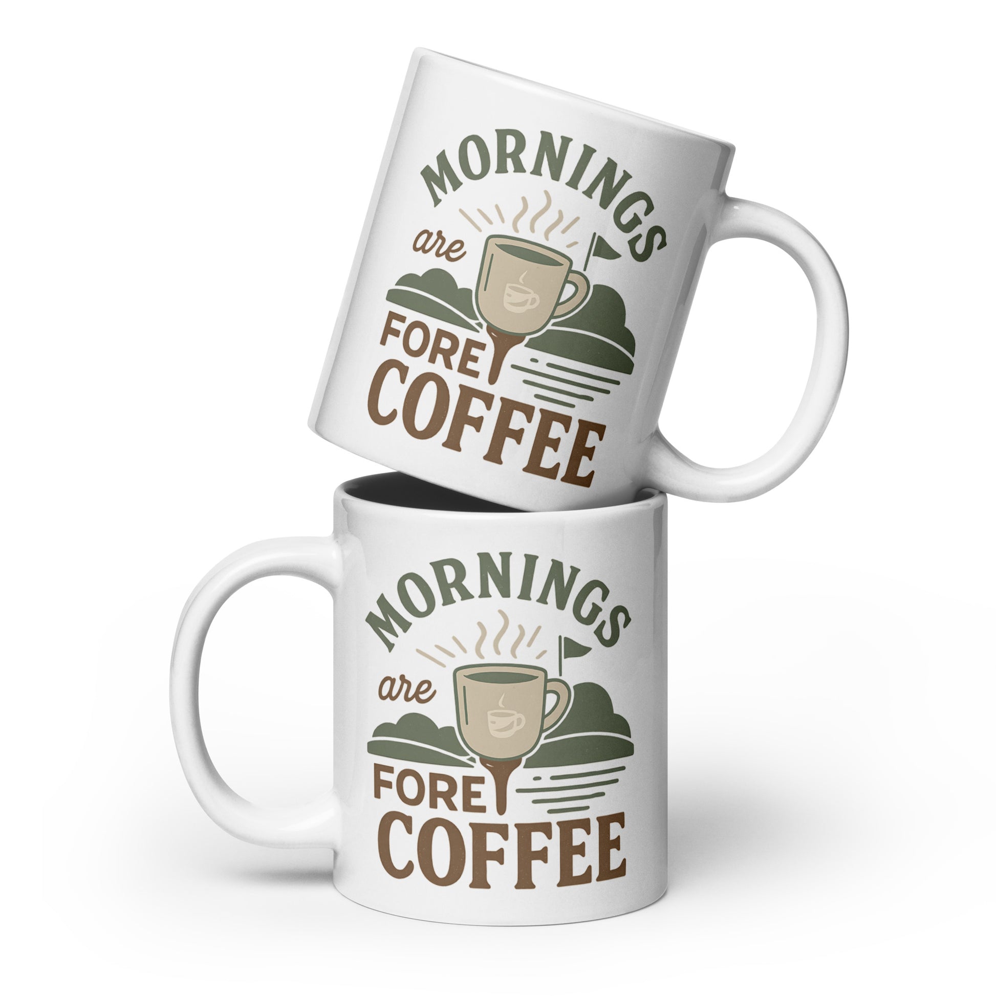 20oz oversized mug with “Mornings Are FORE Coffee” print