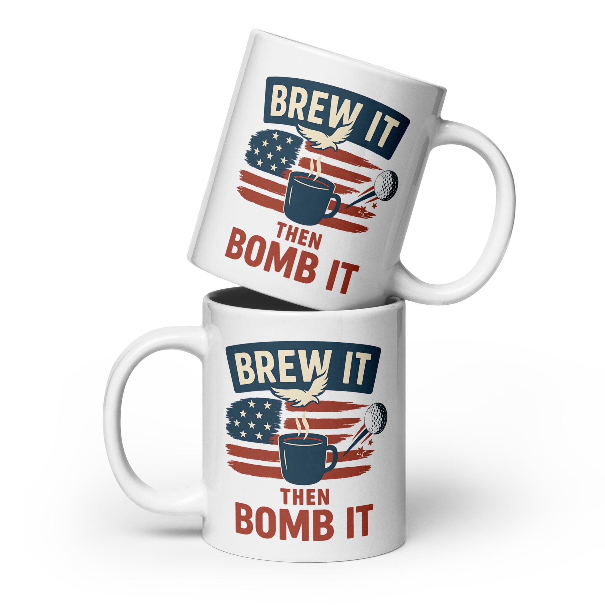 20oz oversized coffee mug with flag, eagle, and bold slogan